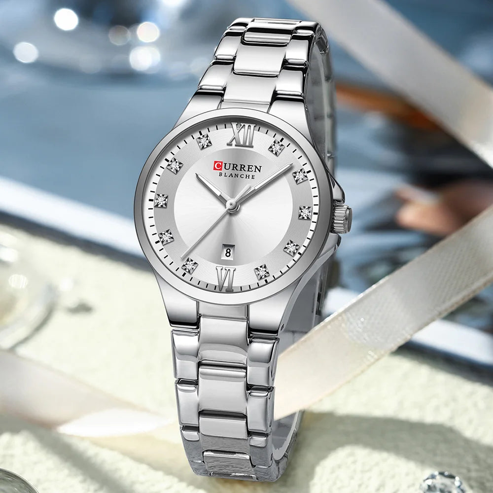 Women Stainless Steel Waterproof Luminous Quartz Watch