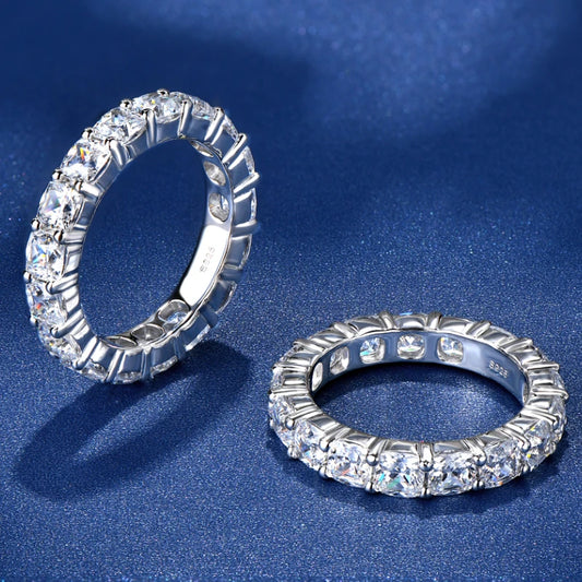 Women's Cushion Cut Sona Simulated Diamond Eternity Rings