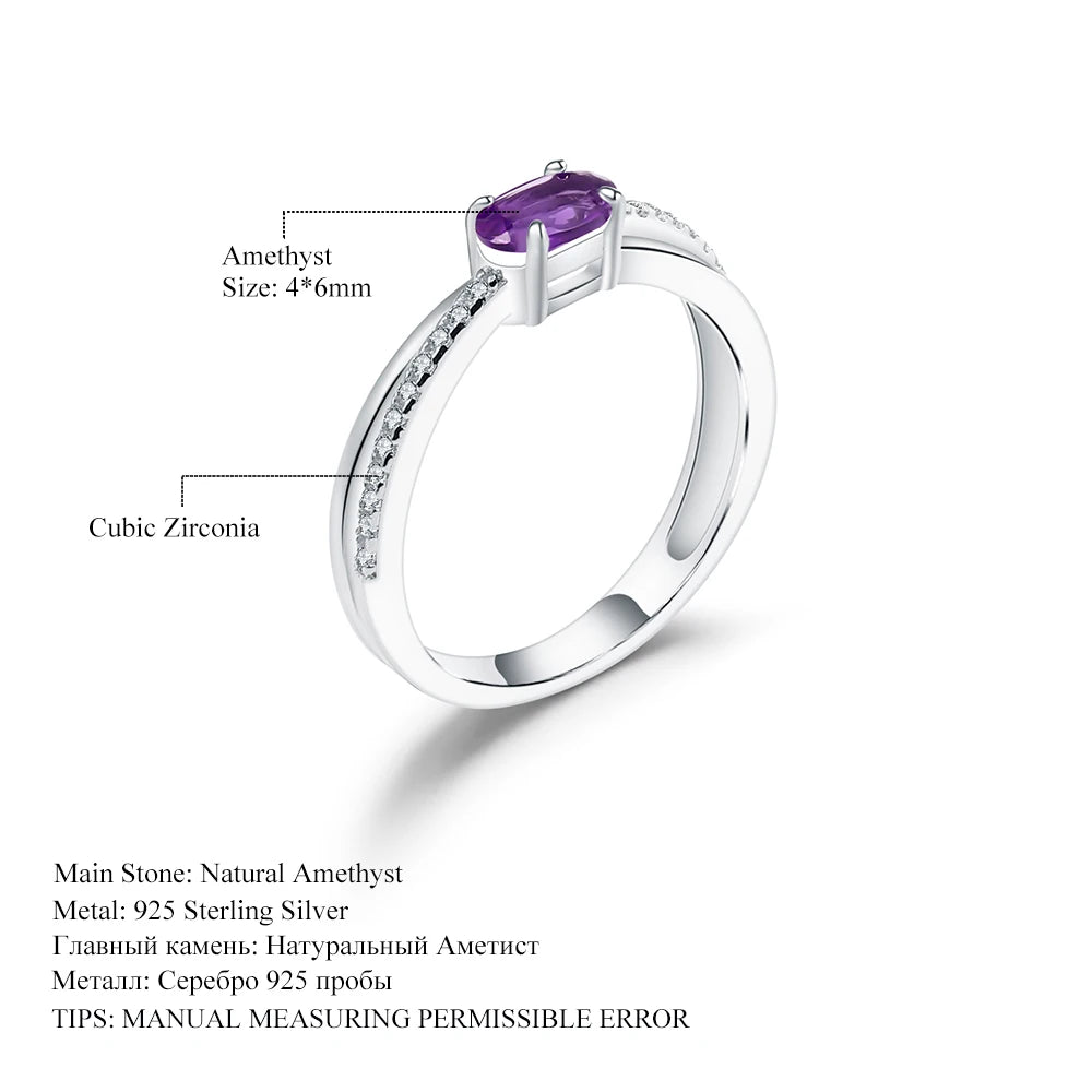 Women Infinity Genuine Oval Topaz Garnet Amethyst Opal Ring