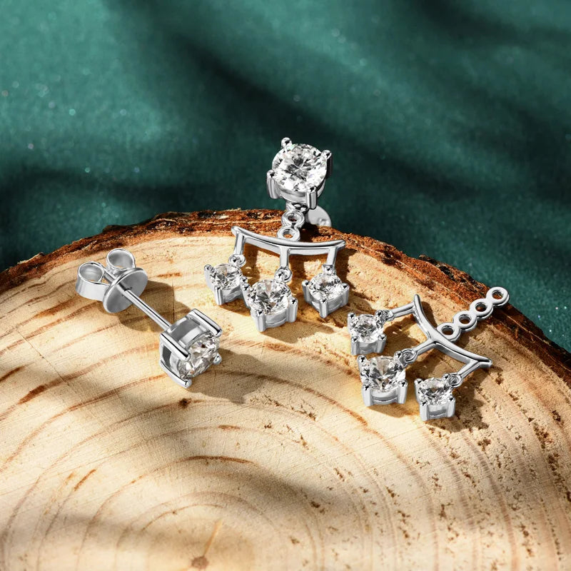 1cttw 5mm Moissanite 925 Silver Drop Stud Earrings for Women