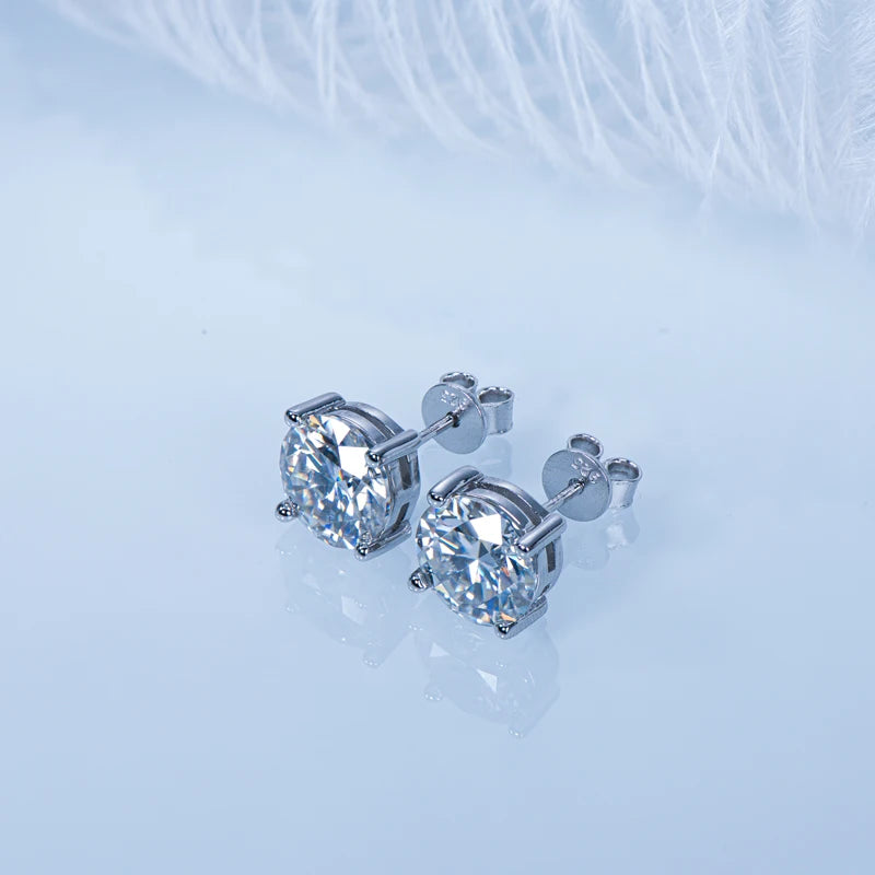Moissanite Sterling SilverDiamond Stud Earrings for Women