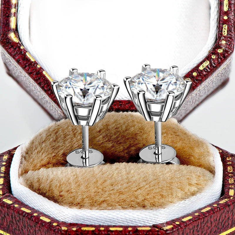 Moissanite  Silver Diamond Women & Mens Stud Earrings