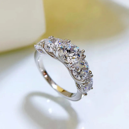 Womens 5 Stone Moissanite Diamonds Engagement Wedding Bands