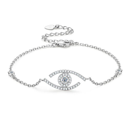 Round Cut Moissanite Evil Eye Charm Bracelet for Women & Men
