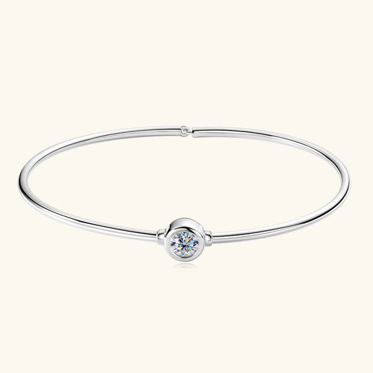 Simple Bangle 925 Silver Bezel Moissanite Bangles for Women