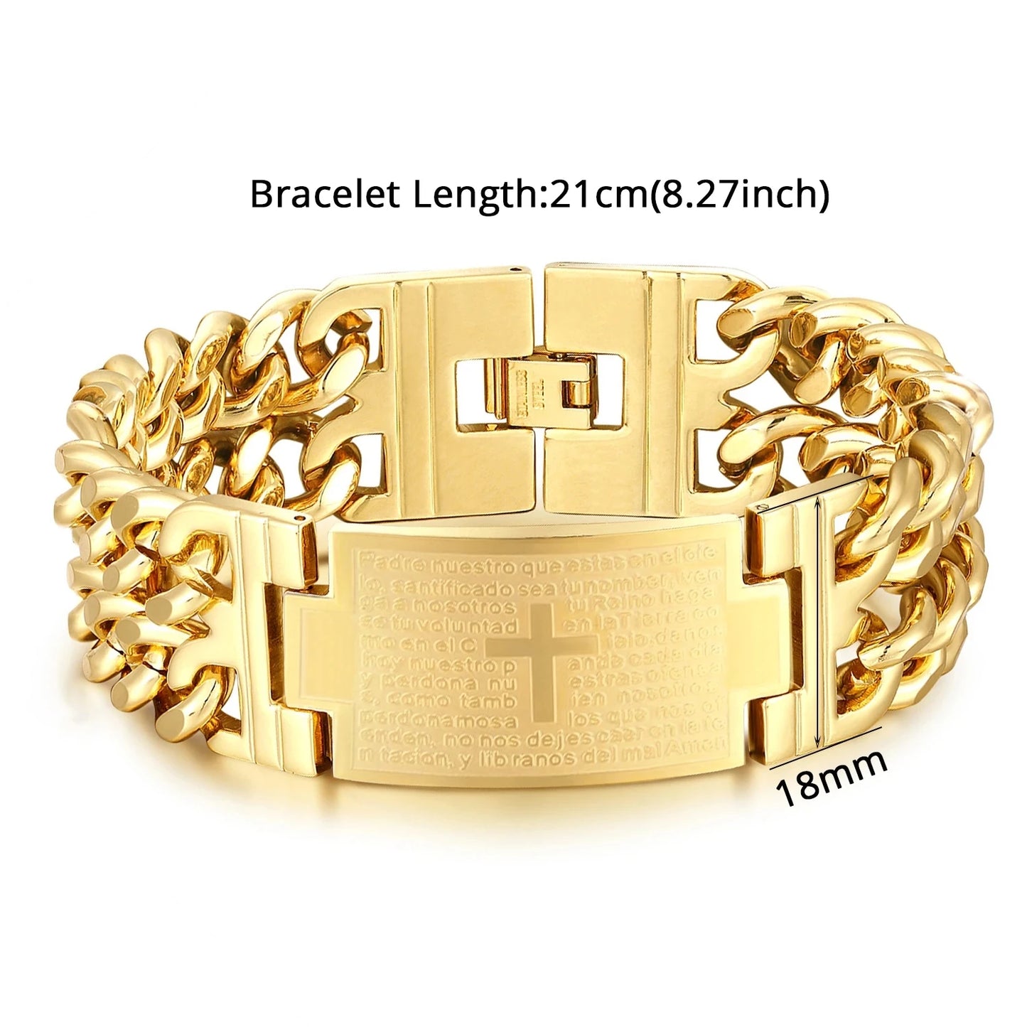 Bible Cross Charm Bracelets Gold Stainless Steel for Men