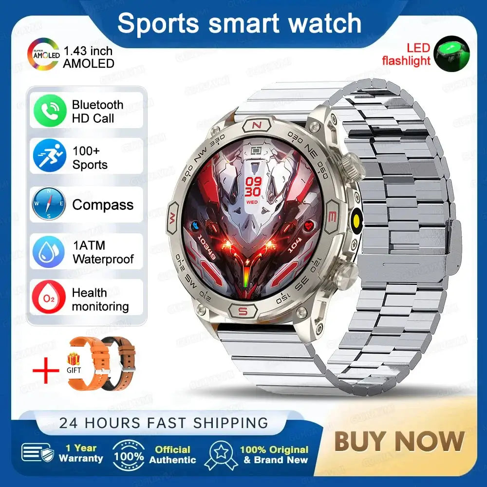 Smart Watch, Mens AMOLED HD Screen Bluetooth Call, Heart Rate Watches,fashion smart Watch,Fit Bit Mens Watch