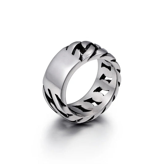 Men's Retro Stainless Steel Cubarn Chain Rotatable Ring