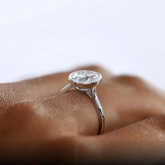 Women's Sterling Sliver Oval Cut Cubic Zirconia Ring