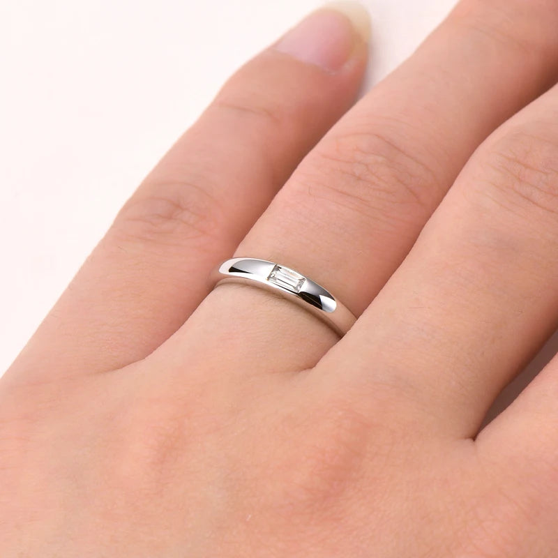 Womens Moissanite18k Gold Plated Silver Engagement Ring