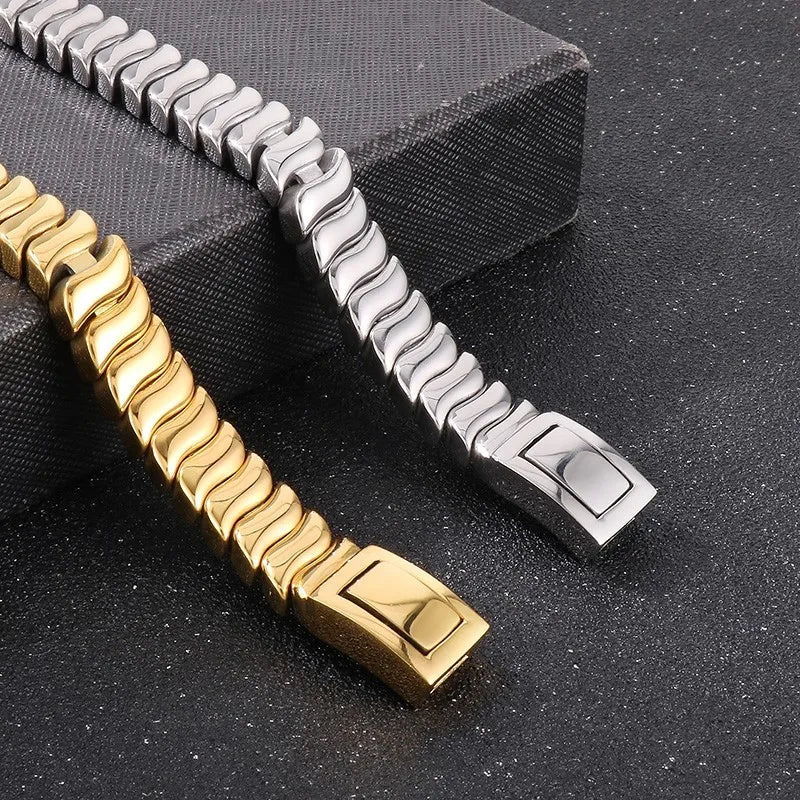 Stainless Steel Keel Chain Bracelet for Men Punk Polished