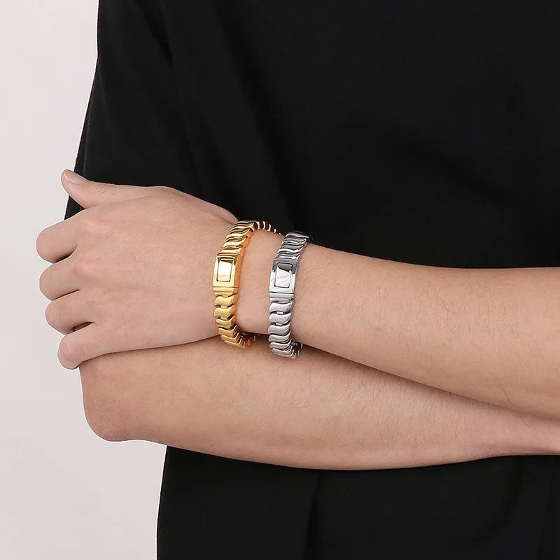 Stainless Steel Keel Chain Bracelet for Men Punk Polished
