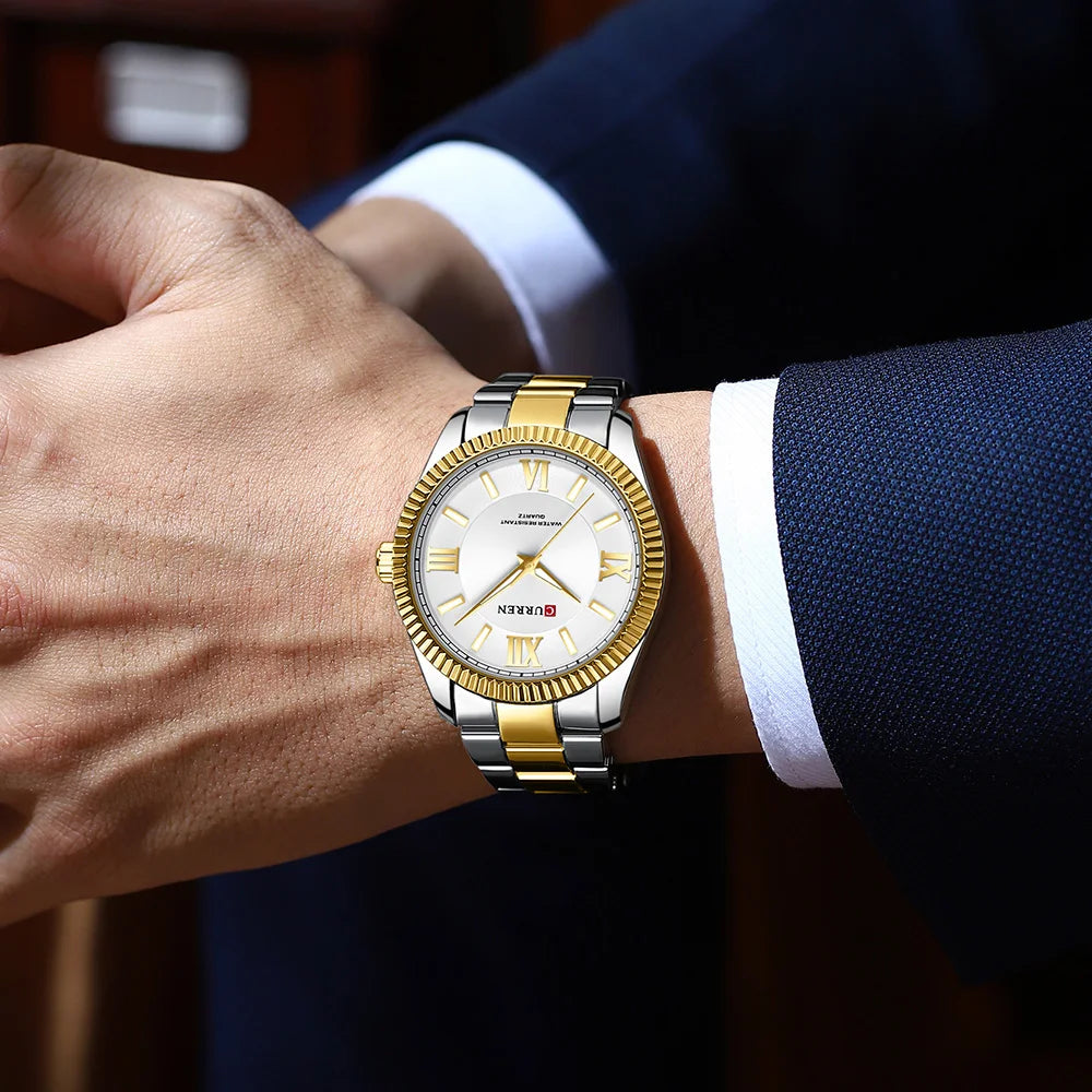 Mens Thin Stainless Steel Business Quartz Watch