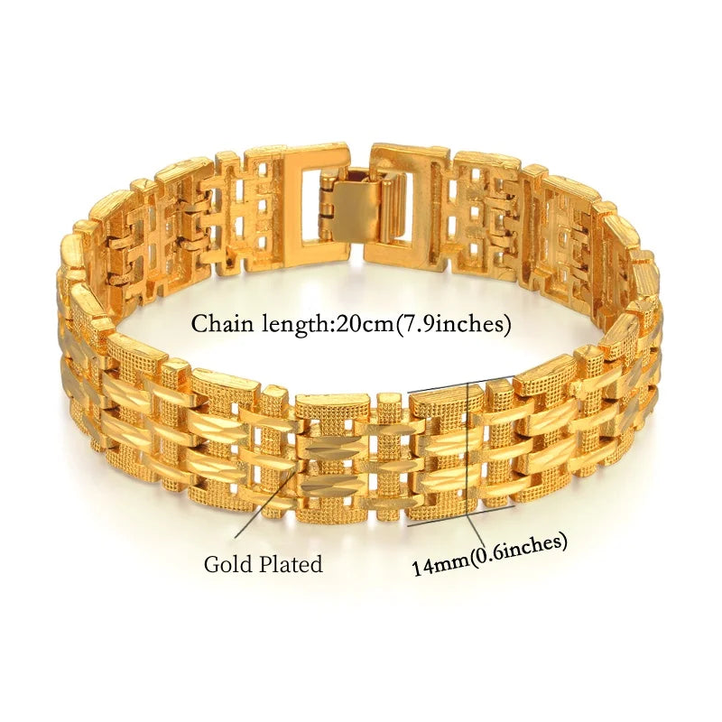 Trendy Thick Chain Mens-Womans Bracelet Gold Plated Chain