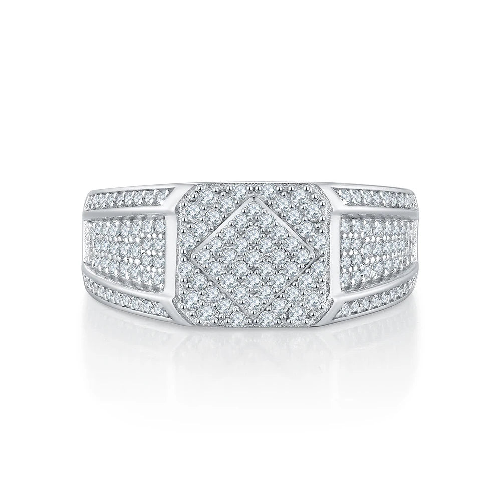 Moissanite Chunky Men's Pinky Ring 925 Sterling Silver