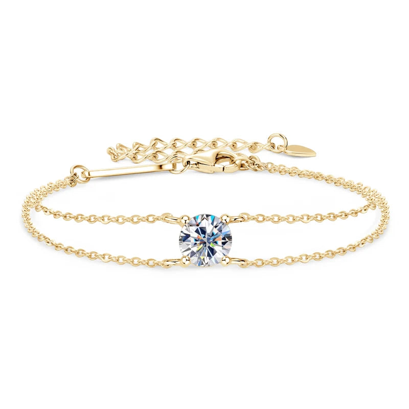Silver Double Chain Bracelet Moissanite Bracelets for Women