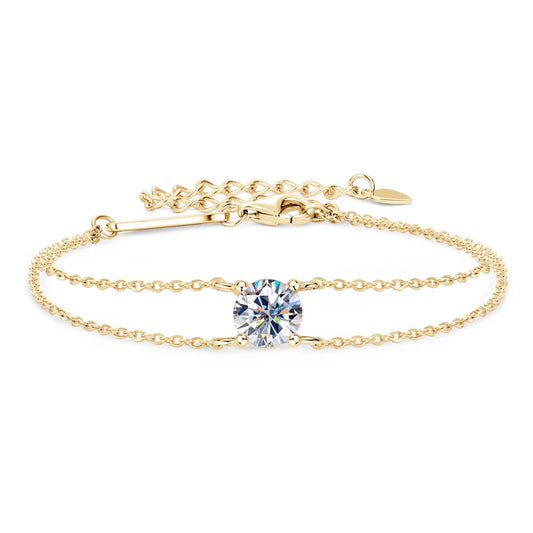 Silver Double Chain Bracelet Moissanite Bracelets for Women