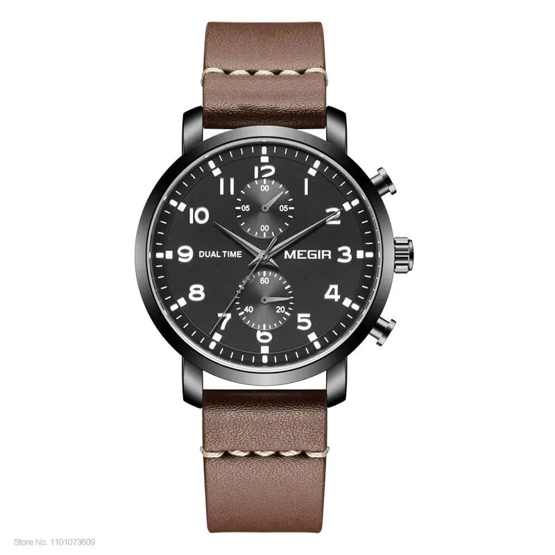 Casual Sport Watches for Men, Military Leather Wrist Watch.