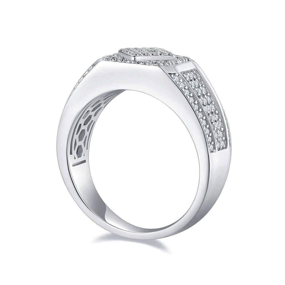Moissanite Chunky Men's Pinky Ring 925 Sterling Silver