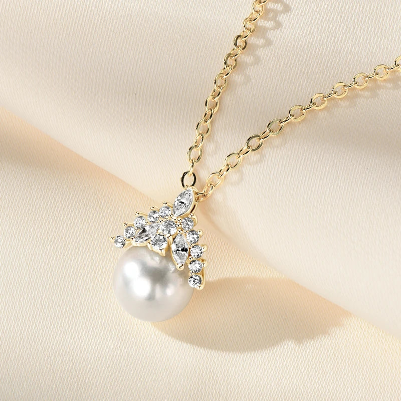 Womens  Silver Adjustable Freshwater Pearl Crown Necklace