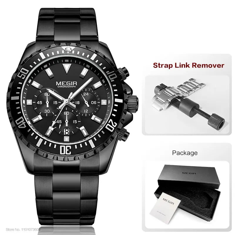 Man's Analogue Chronograph Quartz Stainless Steel Luminous Watch.