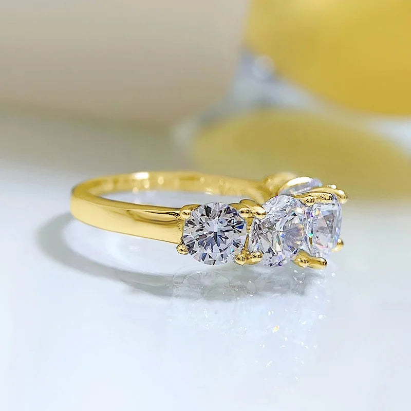 Womens Sterling Silver Engagement Moissanite Diamond Ring