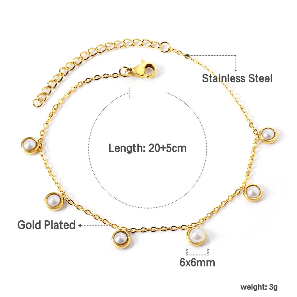 Stainless Steel Anklet for Women Cubic Zirconia Crystal Charm.