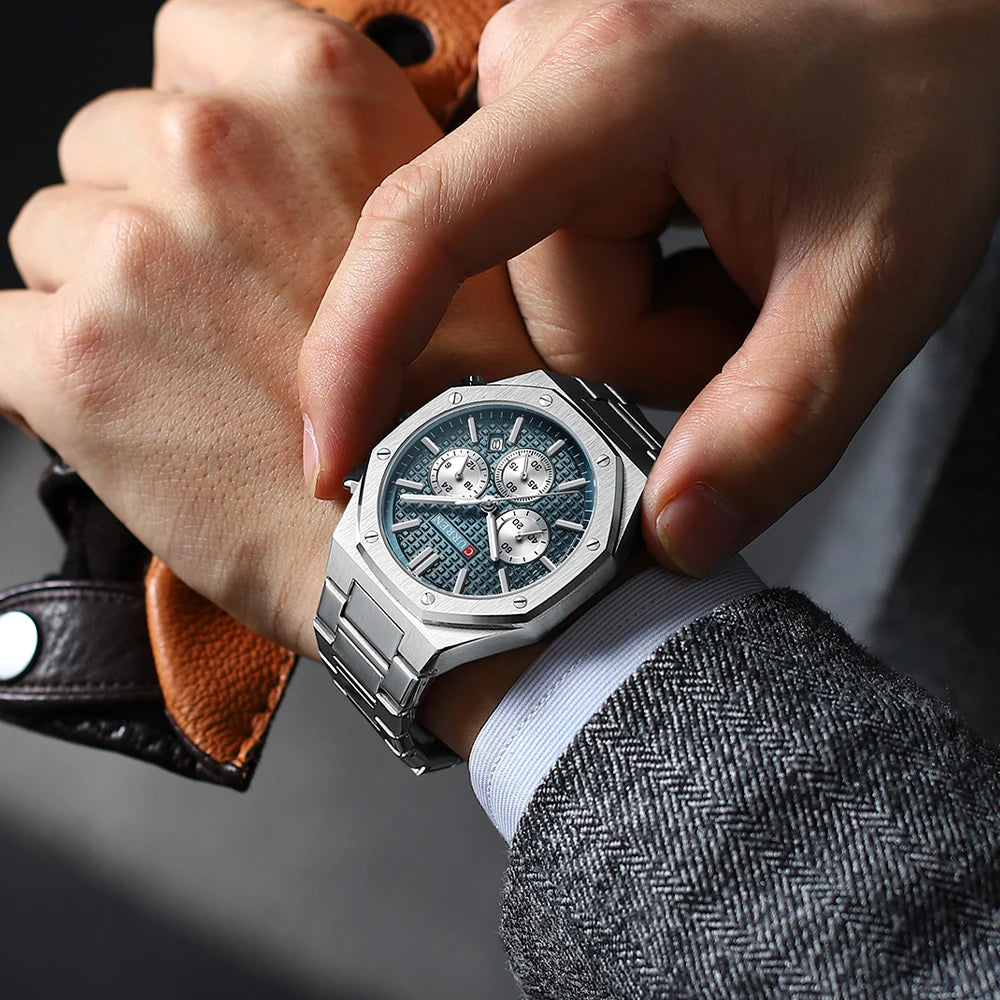 Men's Stainless Steel Quartz Waterproof Watch