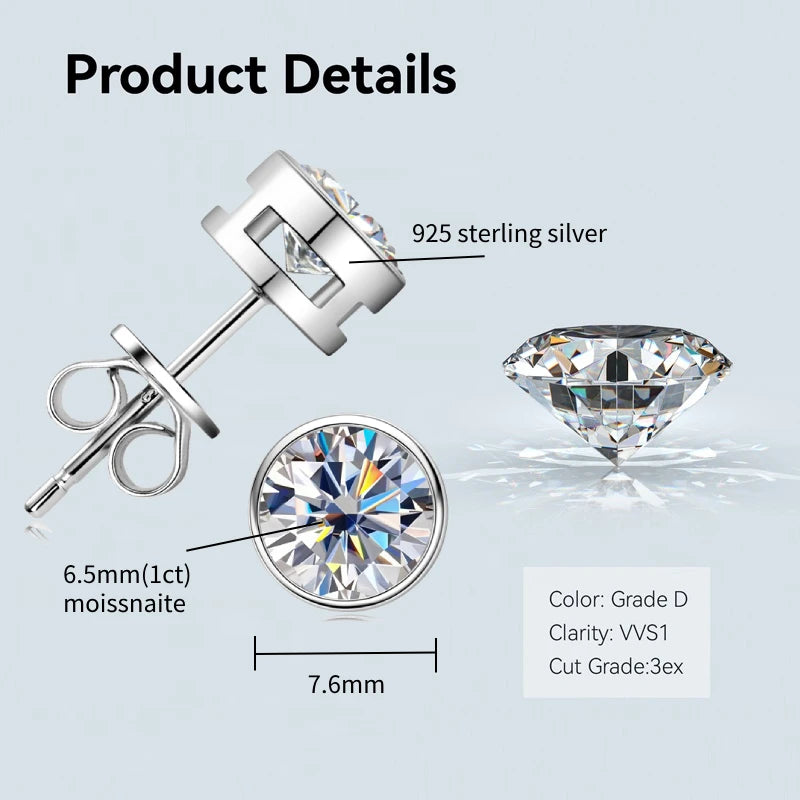 Moissanite Silver Plated Gold Earrings for Women