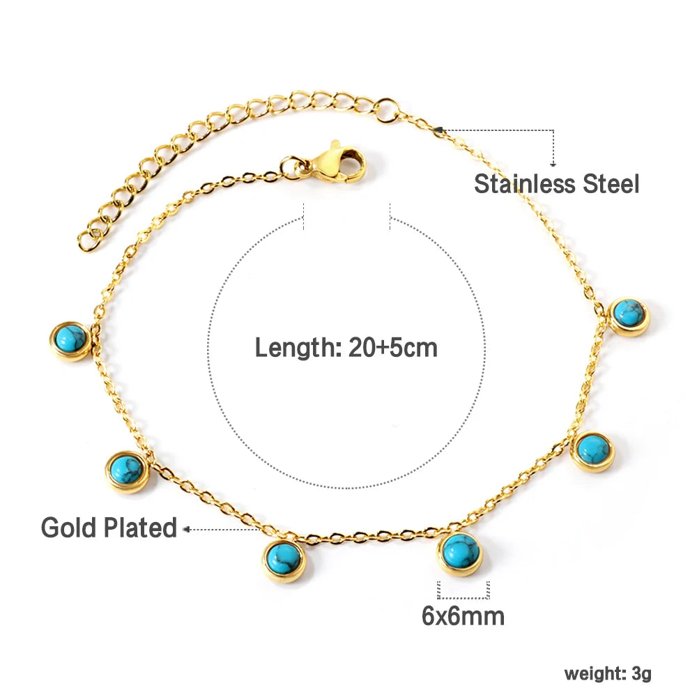 Stainless Steel Anklet for Women Cubic Zirconia Crystal Charm.