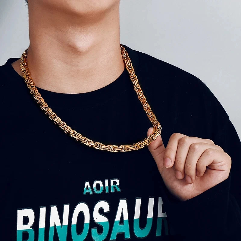 Mens/Women 4/5/6/8mm Byzantine Chain Link Fashion Necklace