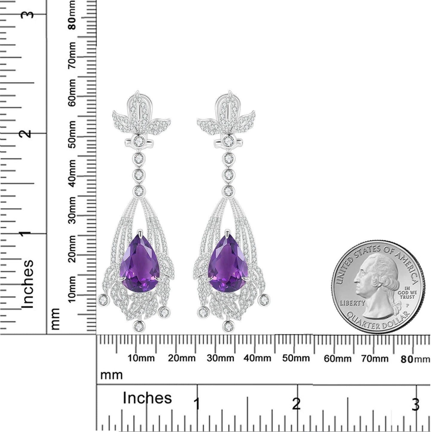 Amethyst Statement Earrings in 925 Sterling Silver Chandelier Earrings