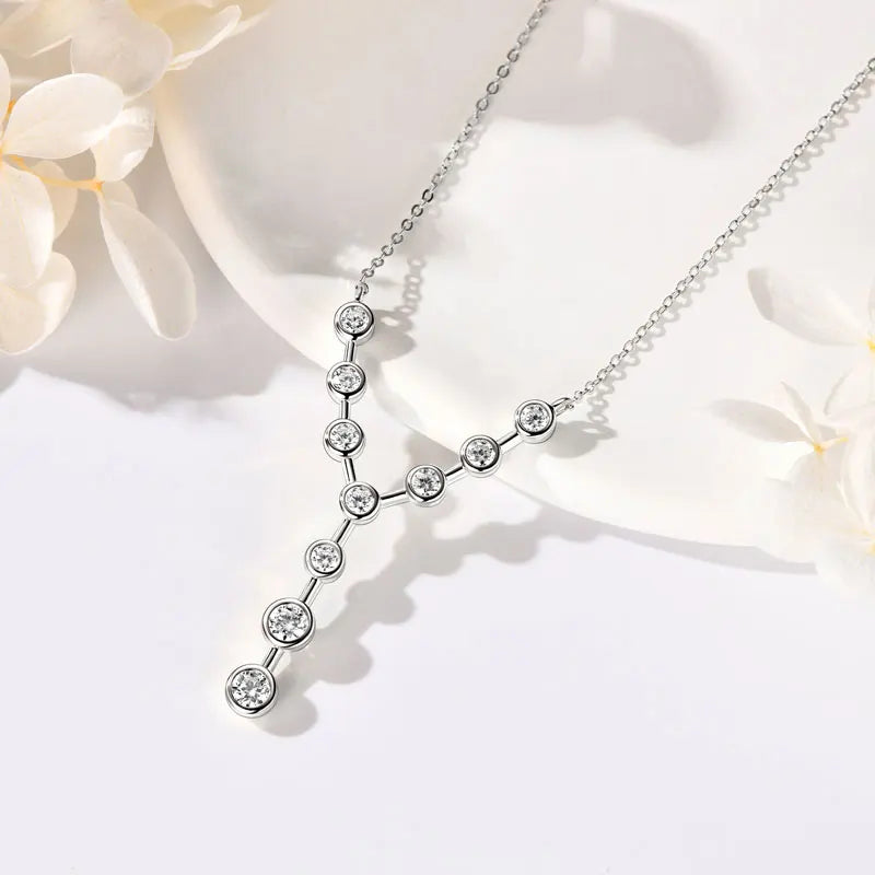 Womans Y Shape Moissanite Diamond Necklace 18k Gold Plated