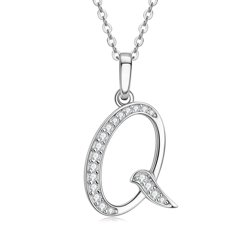 Couples Letter Initial Name Moissanite Necklace 925 Silver