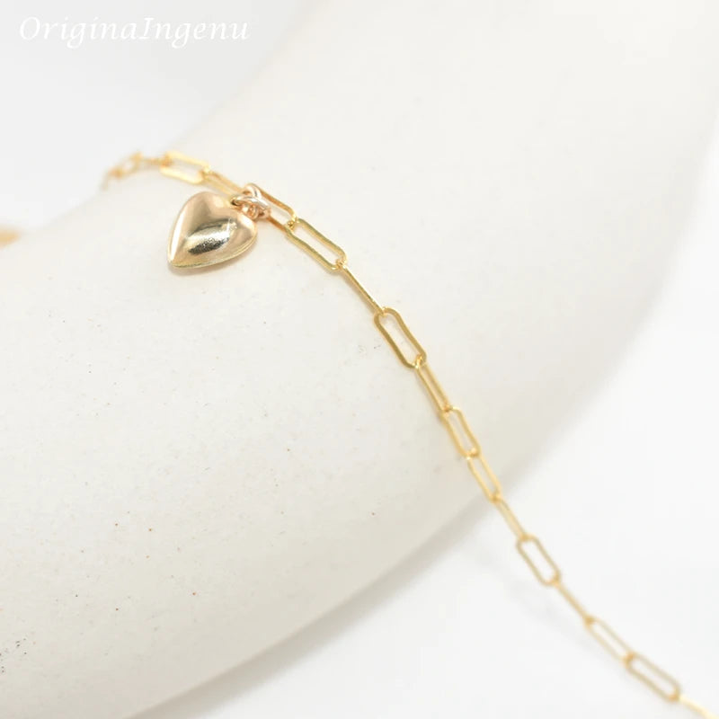 Gold Filled Heart-shaped Bracelet Handmade Anklets for Women.