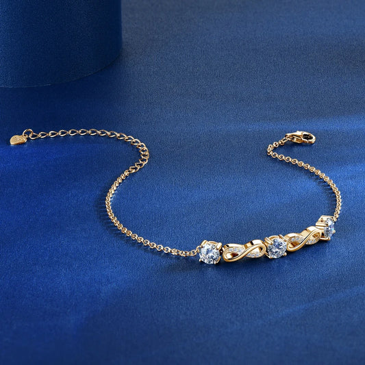 Womens 18k Gold Plated Moissanite Bracelet Silver Bracelet
