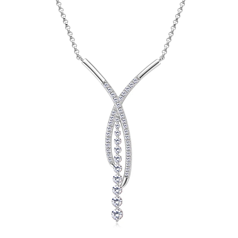 Women's Silver Adjustable Chain Moissanite Y Necklace
