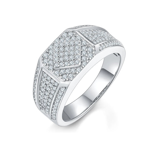 Moissanite Chunky Men's Pinky Ring 925 Sterling Silver