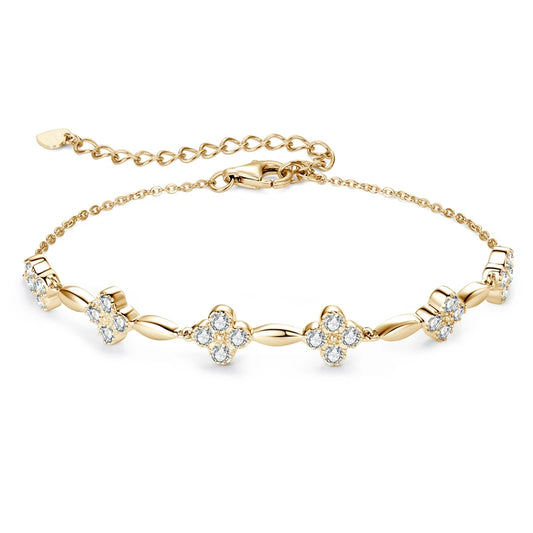 Silver 18k Moissanite Gold Plated Flower Bracelet for Women