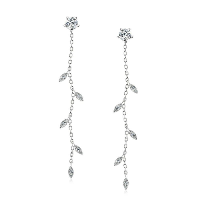 Leaf Dangle Drop Chandelier Earrings Silver 925 for Women