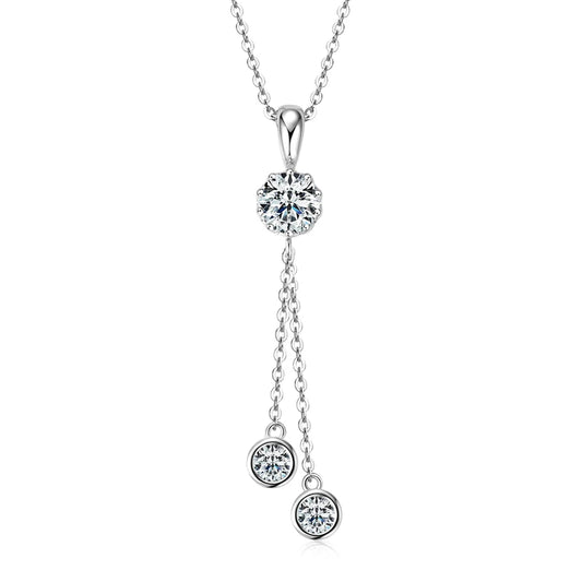 Moissanite Sterling Silver Women's Necklace Y Shape Tassel