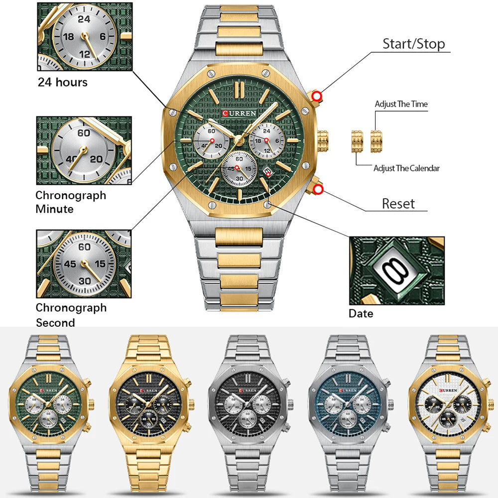 Men's Stainless Steel Quartz Waterproof Watch