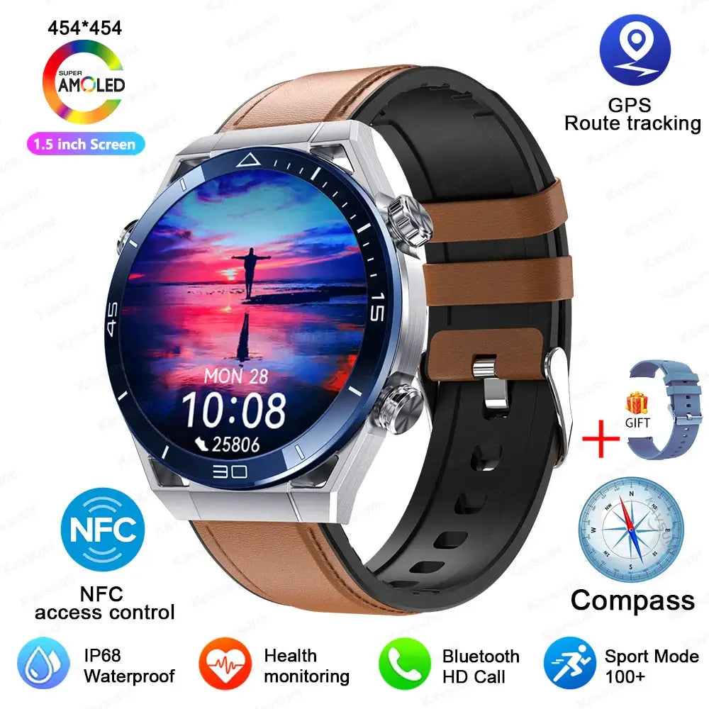 Smart Watch Men GPS Compass Heart Rate ECG+PPG Bluetooth Call. Fit Bit Mens Watch,Mens Smart Watch