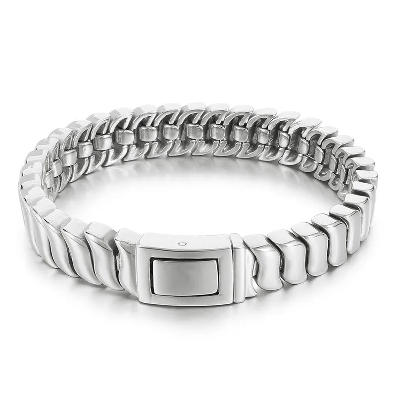 Stainless Steel Keel Chain Bracelet for Men Punk Polished