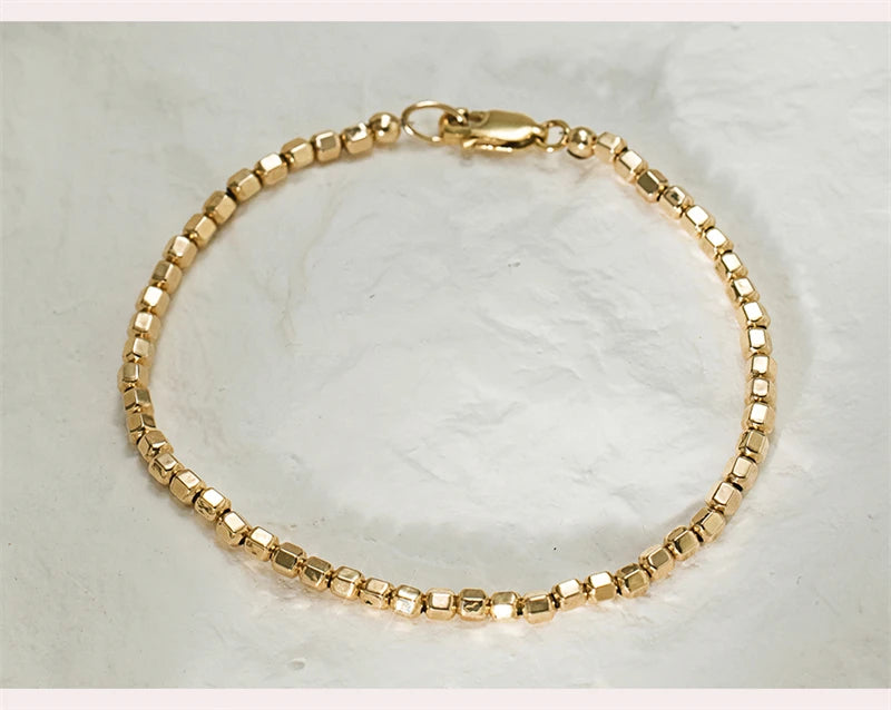 14K Gold Filled Bead Bracelet Handmade Tarnish Resistant for Women.