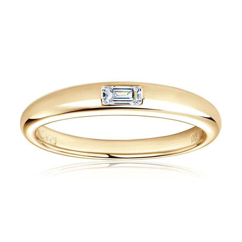 Womens Moissanite18k Gold Plated Silver Engagement Ring