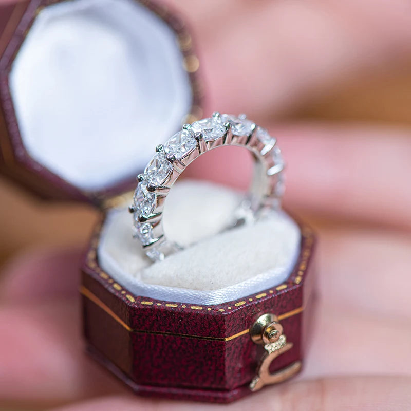 Women's Cushion Cut Sona Simulated Diamond Eternity Rings