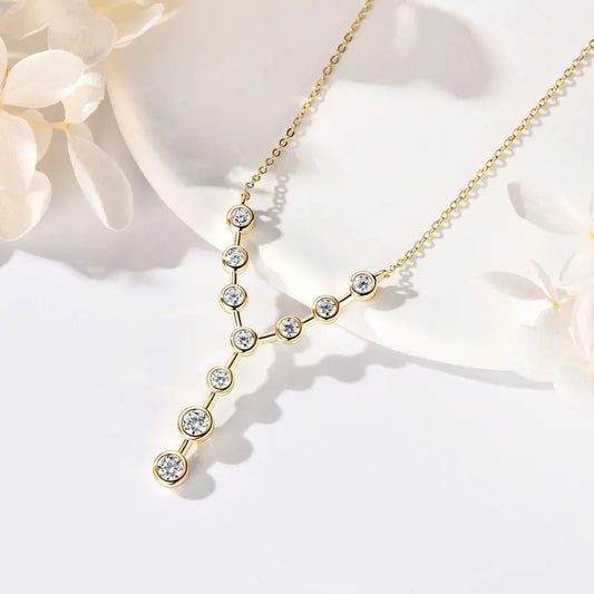 Womans Y Shape Moissanite Diamond Necklace 18k Gold Plated