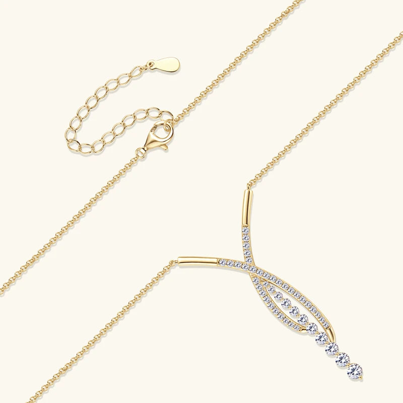 Women's Silver Adjustable Chain Moissanite Y Necklace