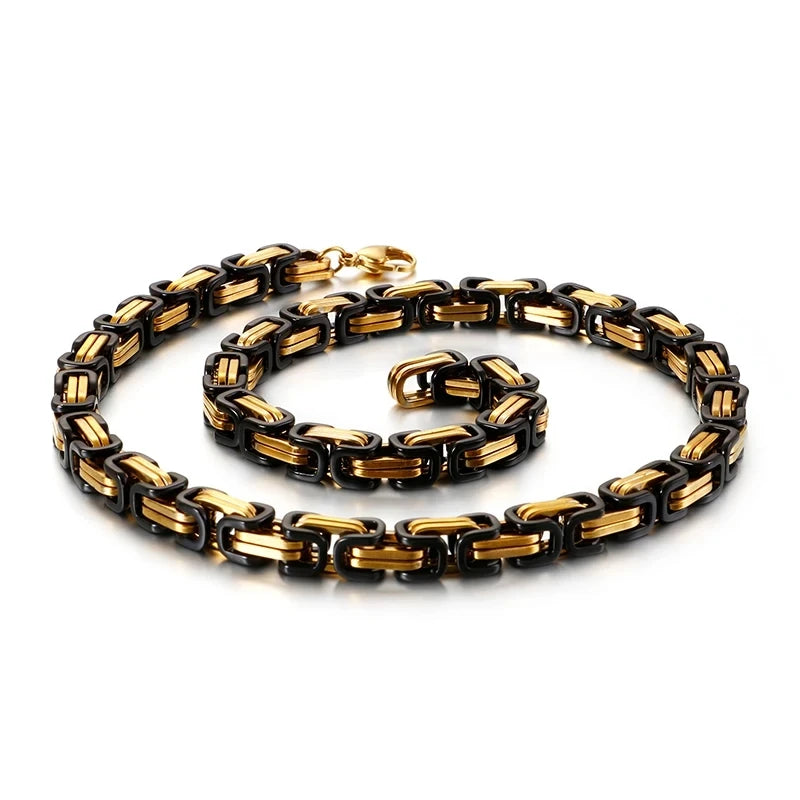 Mens/Women 4/5/6/8mm Byzantine Chain Link Fashion Necklace